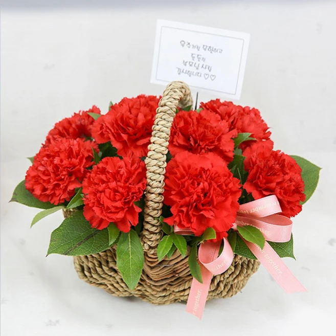 생활 혁신 카네이션 생화 꽃바구니 5월 어버이날 스승의 가치 있는 소비